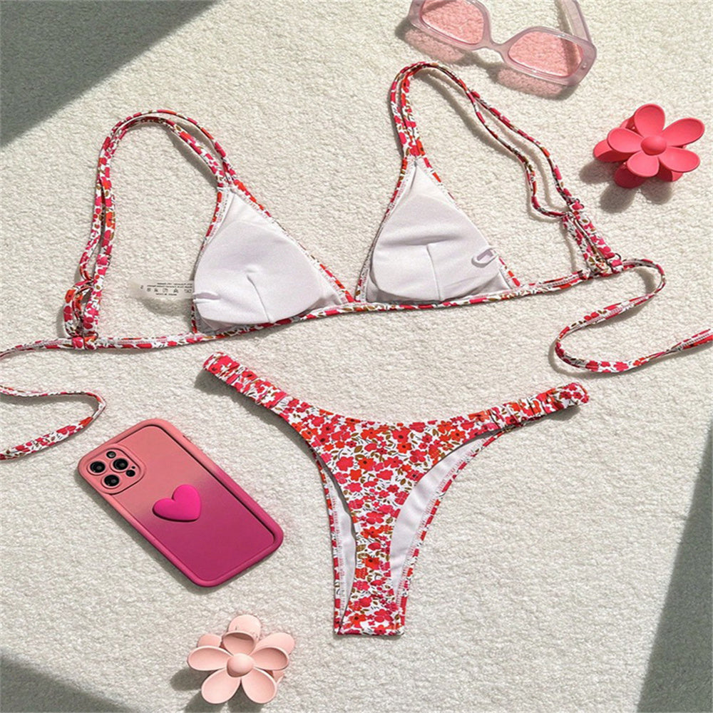 #18 Sexy Floral Bikini Triangle String Extreme Y2K