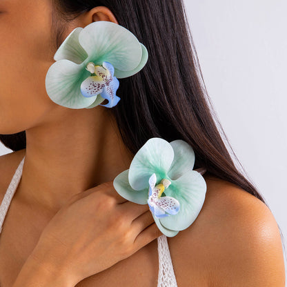 #63 Fashion Butterfly Orchid Stud Earrings