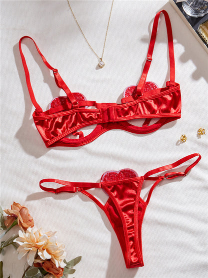#91 Sexy Bra Brief Sets Women Heart-Shaped Hollow Out