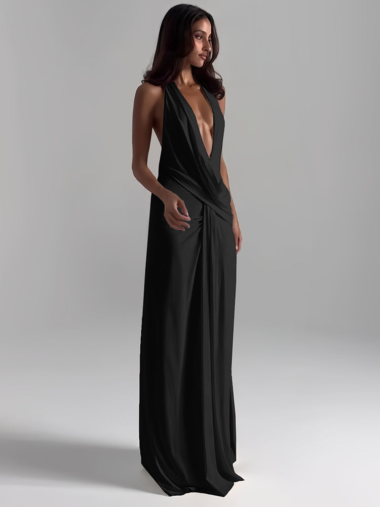 #107 Weird Puss Sexy Backless Long Dress