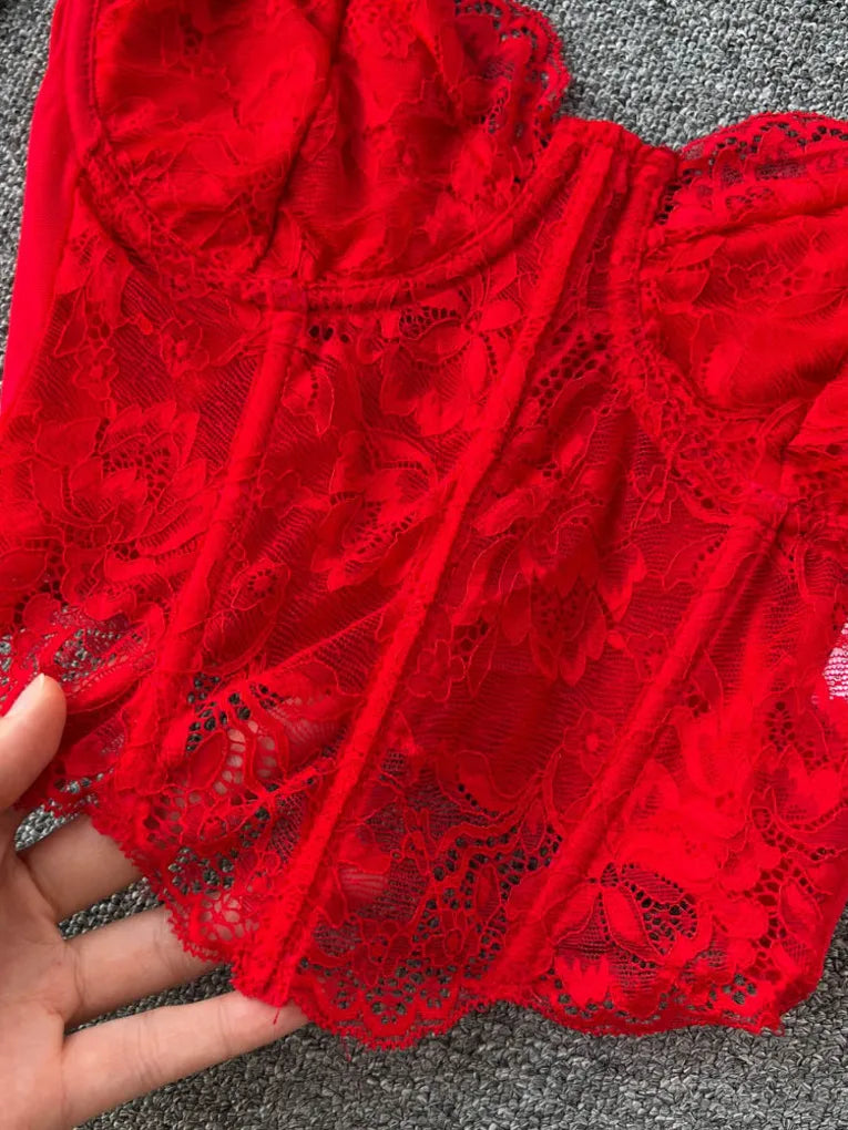 #157 Foamlina Sexy Floral Lace Crop