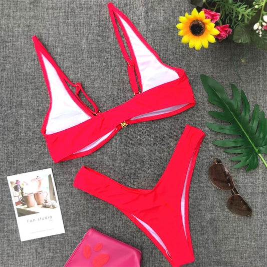 #101 Red Bikini Sets Brazilian Swimsuit Micro Thong