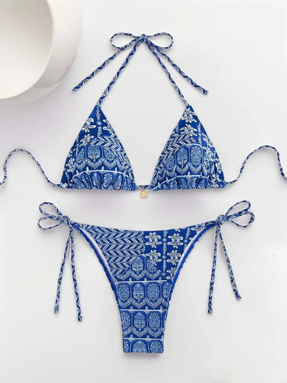 #28 Laced Up Split Swimsuit High Waist Beach Bikini