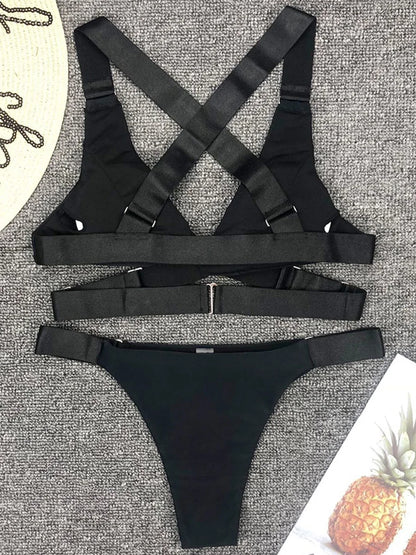 #33 Sexy Adjustable Buckle Bandage Vevlet Bikini