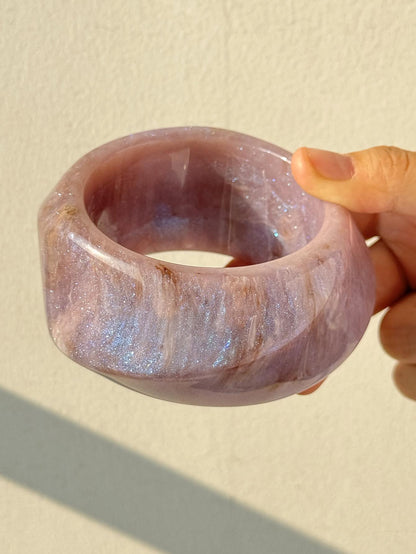 #62 New Beige Tie Dye Wide Asymmetrical Resin Bracelet