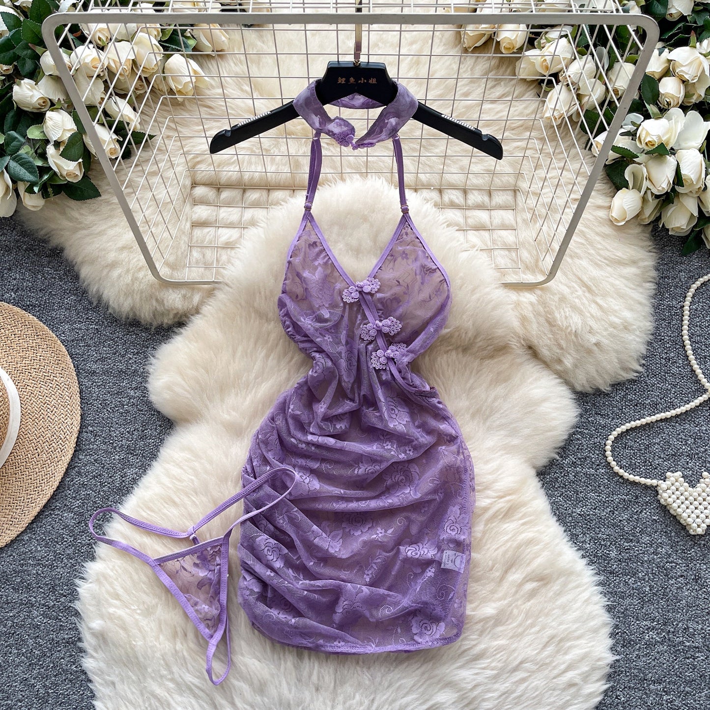 #155 Chic Elegant halter Embroidered