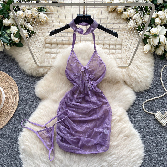 #155 Chic Elegant halter Embroidered