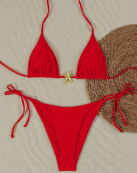 #28 Laced Up Split Swimsuit High Waist Beach Bikini