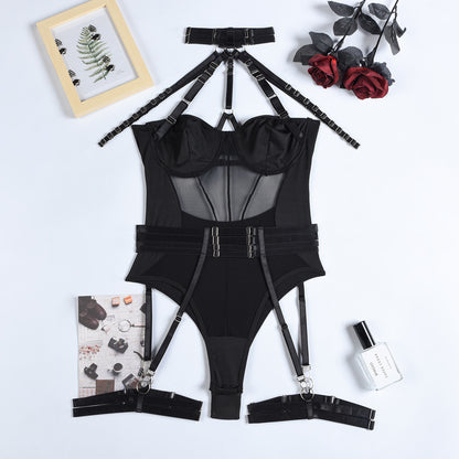 #19 Yimunancy Mesh Bodysuit Women Gothic Backless Bandage Sexy
