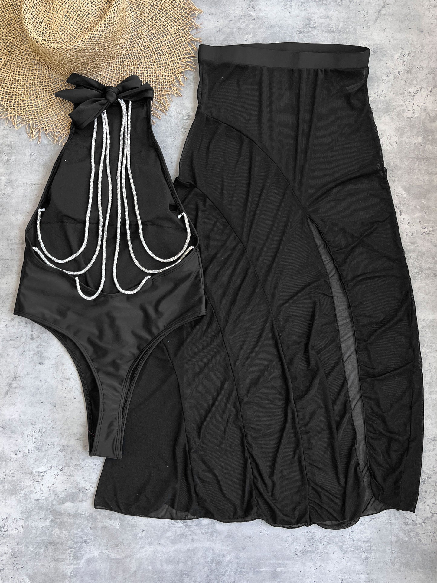 #34 Buckle Off Shoulder Bikini With Skirt Swimsuit