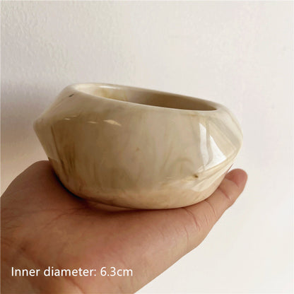 #62 New Beige Tie Dye Wide Asymmetrical Resin Bracelet