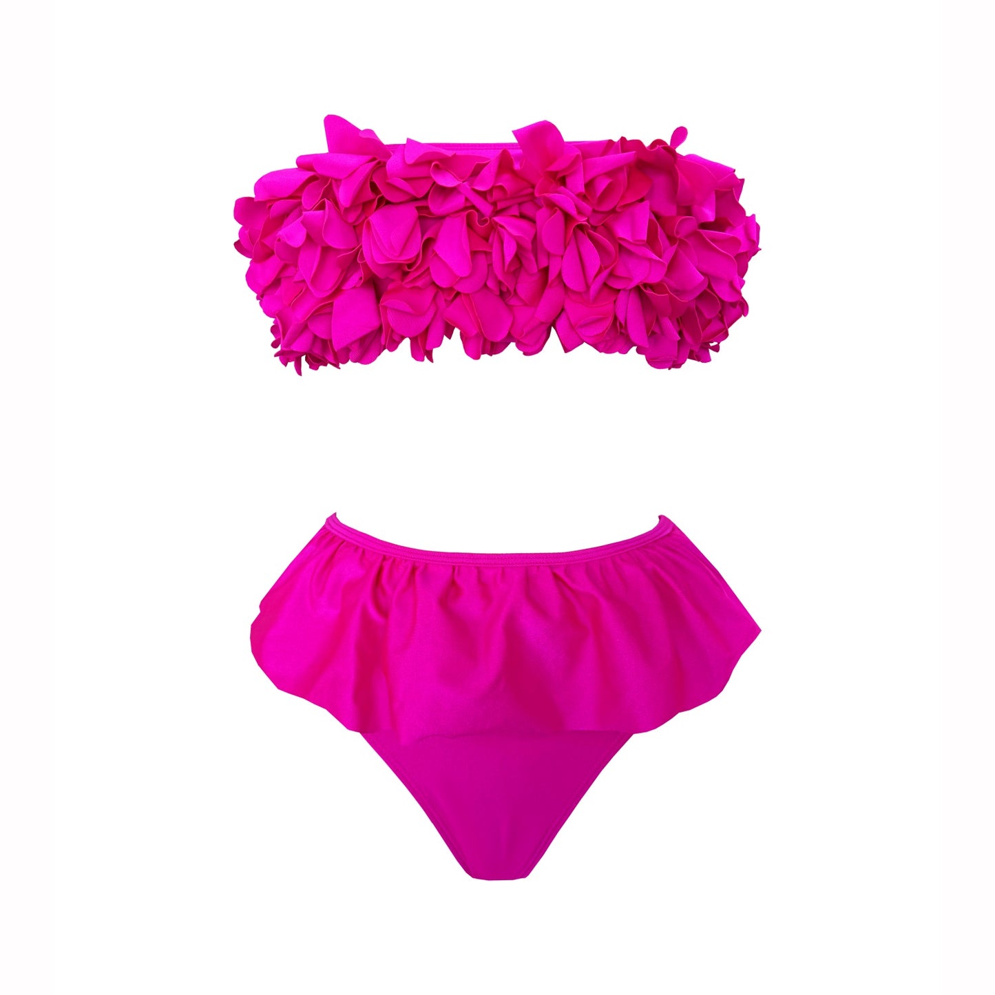 #50 High Quality Luxury Woman Swimsuit Flower Ruffle Solid