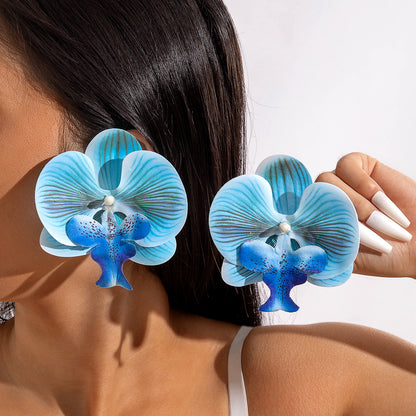 #63 Fashion Butterfly Orchid Stud Earrings
