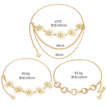 #69 Multilayer Punk Gothic Moon Sun Waist Chain Metal