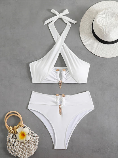 #59 Halter Cut Out High Waist Bikini