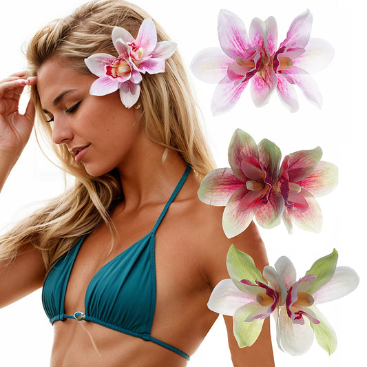 #74 Orchid Flowers Hair Clips Bohemian Large Hairpin