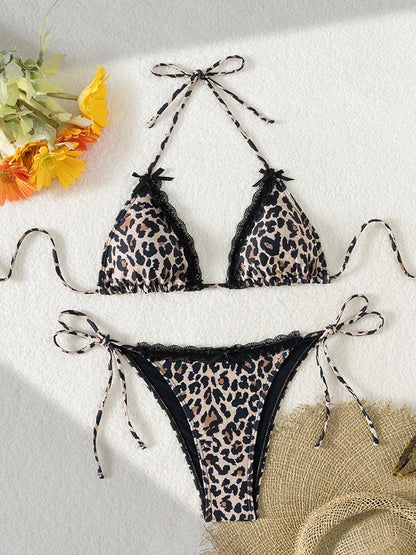#28 Laced Up Split Swimsuit High Waist Beach Bikini