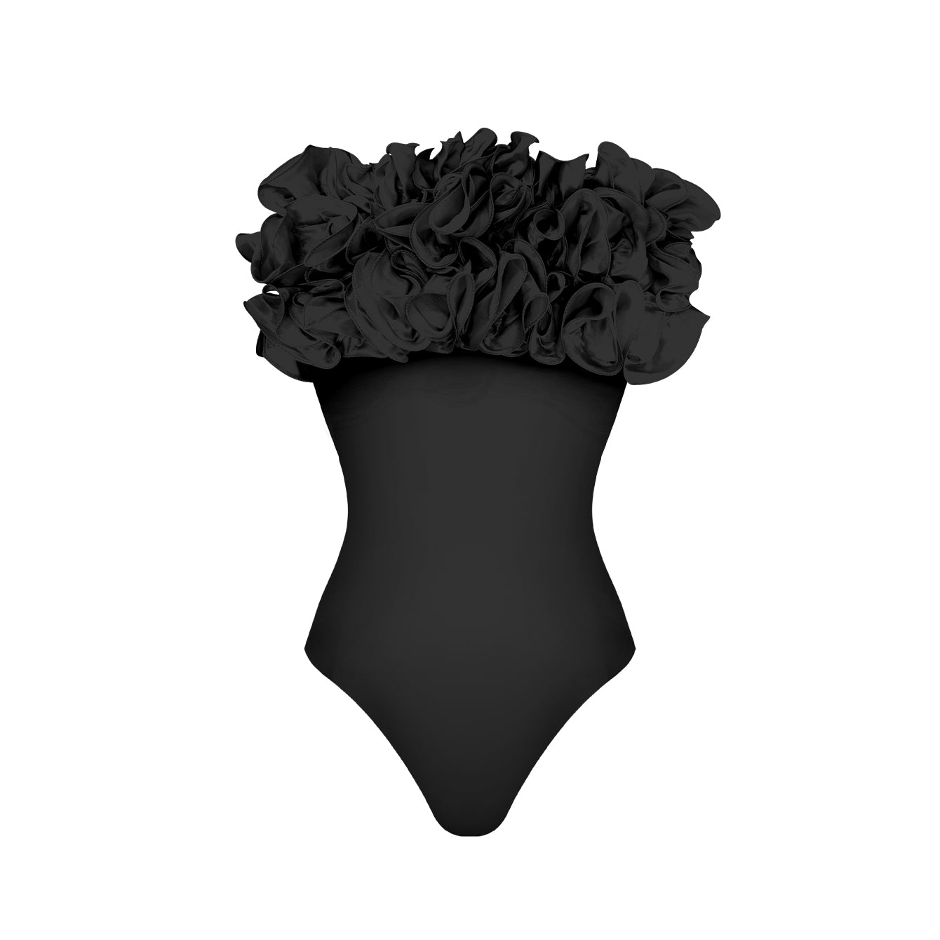 #50 High Quality Luxury Woman Swimsuit Flower Ruffle Solid