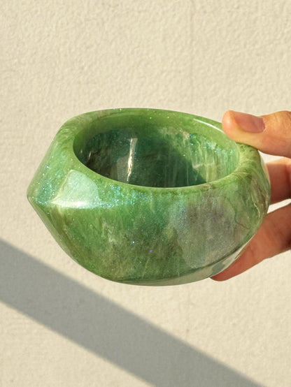 #62 New Beige Tie Dye Wide Asymmetrical Resin Bracelet