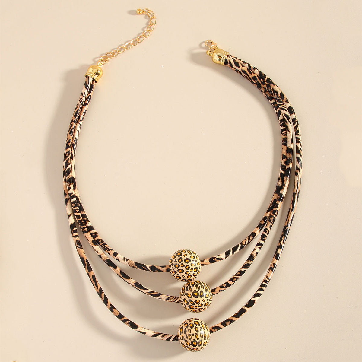 #138 New Retro Multi-layer Leather Wood Bead Leopard