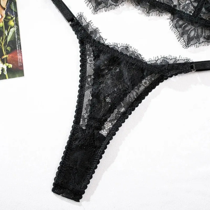 #180 Bustier Floral Lace Sexy Lingerie Set Bra Brief