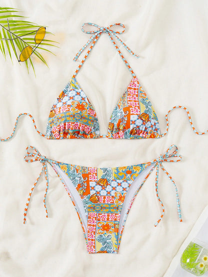 #28 Laced Up Split Swimsuit High Waist Beach Bikini