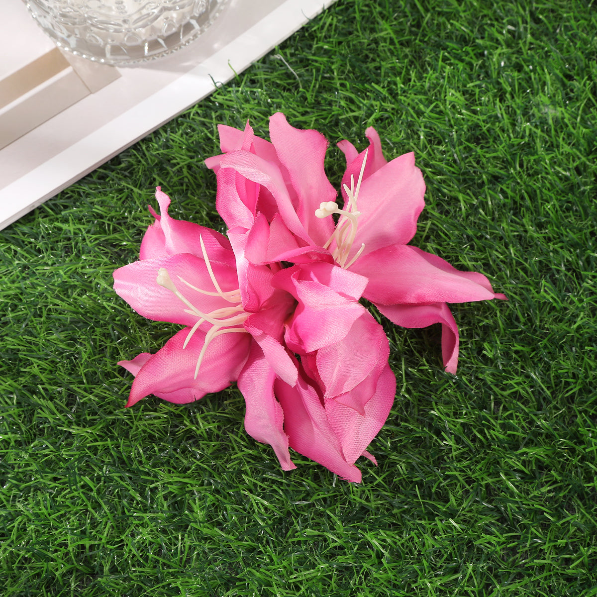 #72 AWAYTR Artificial Pink Flowers Hairpin Party Flower