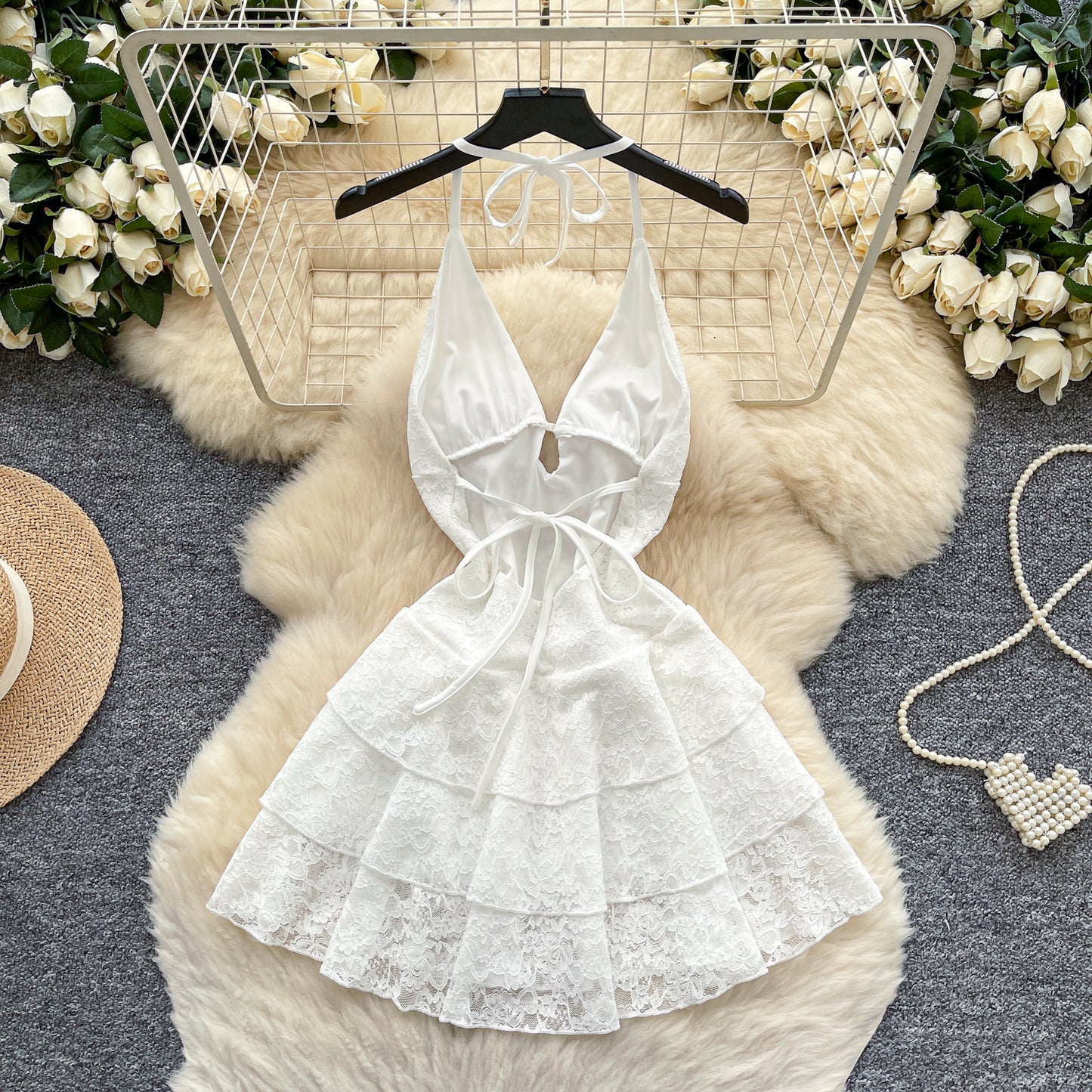 #153 Chic Vintage Backless Sleeveless Pleated Elegant