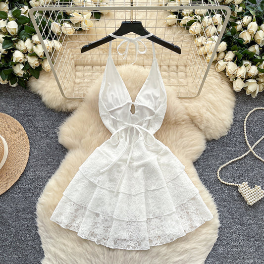 #153 Chic Vintage Backless Sleeveless Pleated Elegant