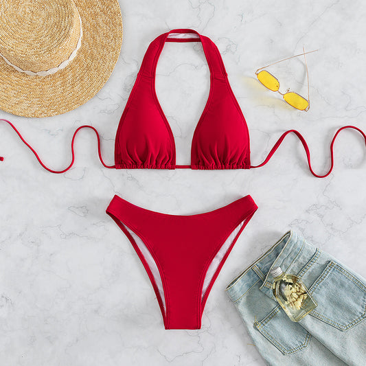 #102 Burgundy Halter Padded Top Sexy Push up