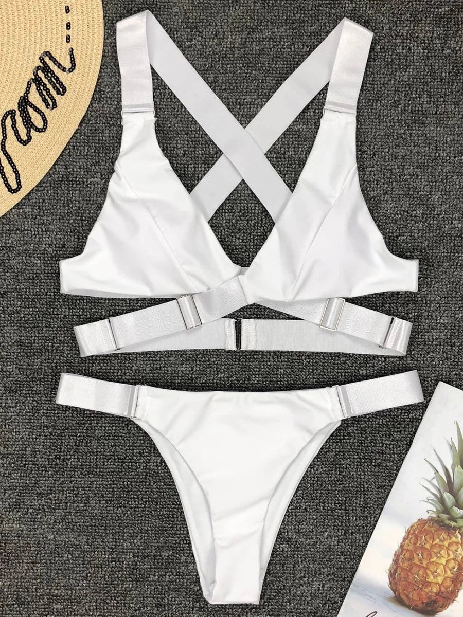 #33 Sexy Adjustable Buckle Bandage Vevlet Bikini