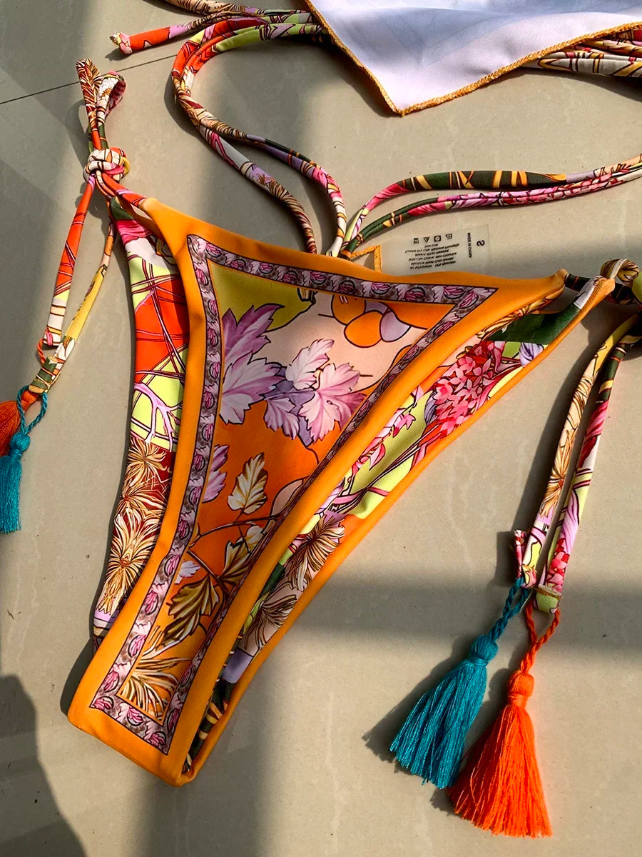 #30 Printed Crop Top Bikini