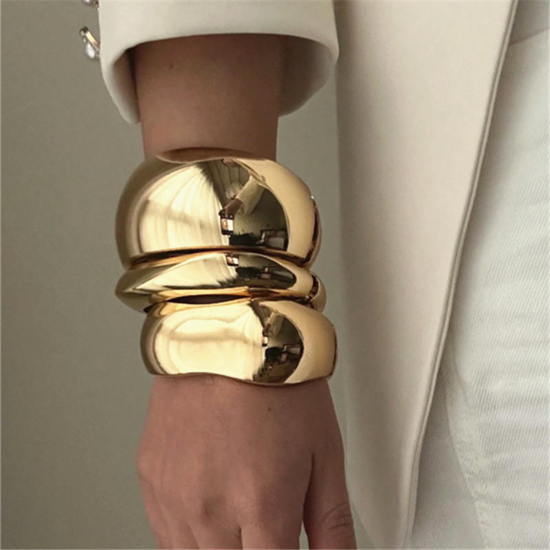 #62 New Beige Tie Dye Wide Asymmetrical Resin Bracelet
