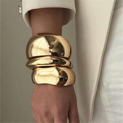 #62 New Beige Tie Dye Wide Asymmetrical Resin Bracelet