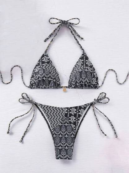 #28 Laced Up Split Swimsuit High Waist Beach Bikini