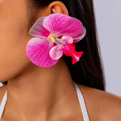 #63 Fashion Butterfly Orchid Stud Earrings