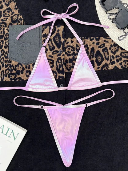 #23 Shiny PU Leather Extreme Mini Micro String Bikini