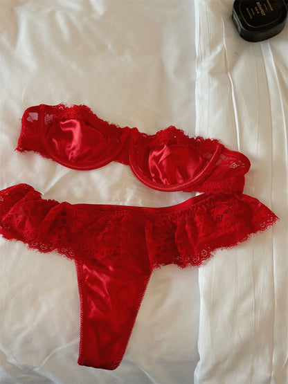 #167 Lace Red lingerie Women Sexy Thin Top Support Bra