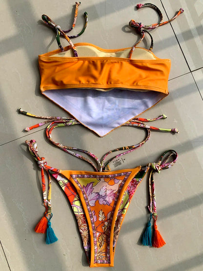 #30 Printed Crop Top Bikini