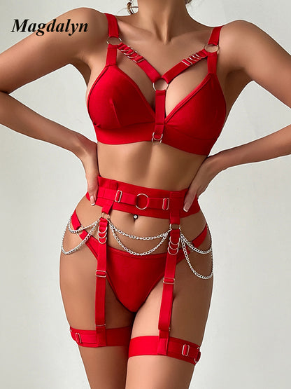 #81 Magdalyn Women Sexy Chain Bra Brief Suits