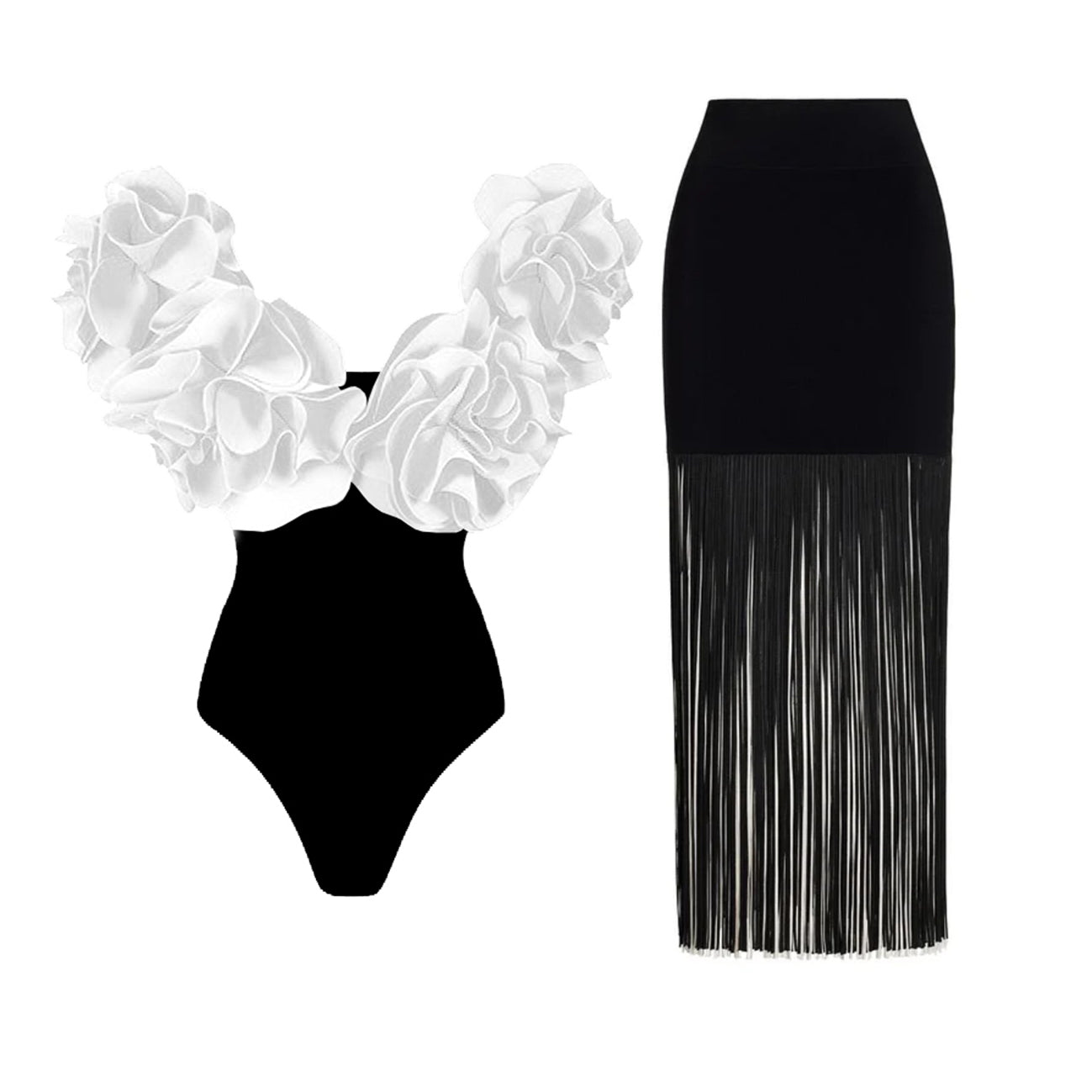 #50 High Quality Luxury Woman Swimsuit Flower Ruffle Solid