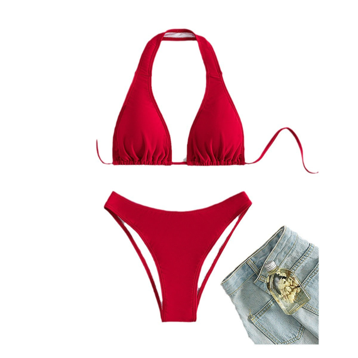 #102 Burgundy Halter Padded Top Sexy Push up