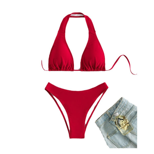 #102 Burgundy Halter Padded Top Sexy Push up
