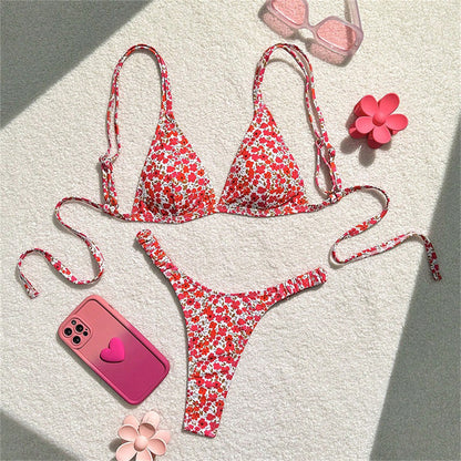 #18 Sexy Floral Bikini Triangle String Extreme Y2K