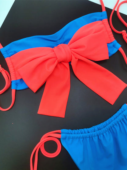 #10 Splicing Bow Tie Strappy High Leg Cut Bikini
