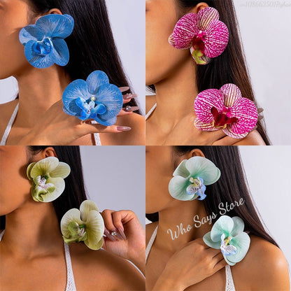 #63 Fashion Butterfly Orchid Stud Earrings