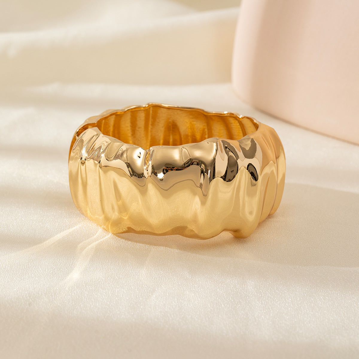#62 New Beige Tie Dye Wide Asymmetrical Resin Bracelet