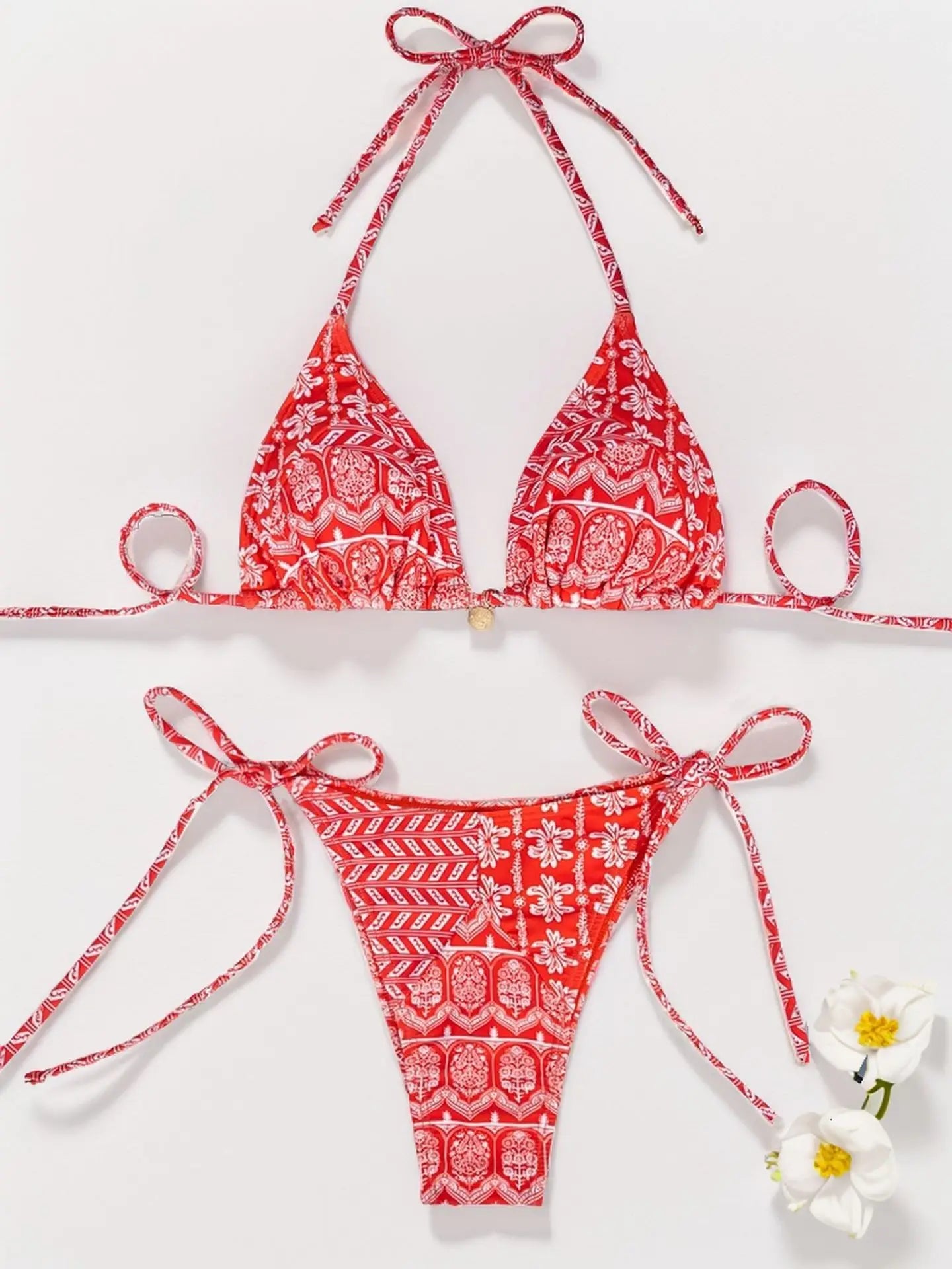 #28 Laced Up Split Swimsuit High Waist Beach Bikini