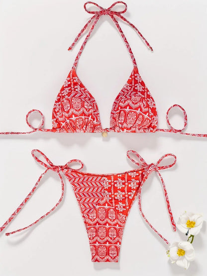 #28 Laced Up Split Swimsuit High Waist Beach Bikini