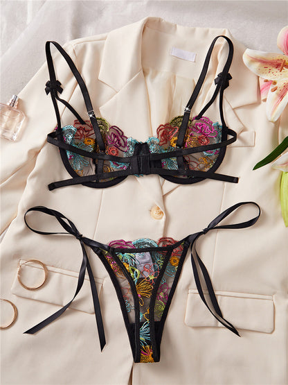 #164 Strap Embroidery Colorful Flowers